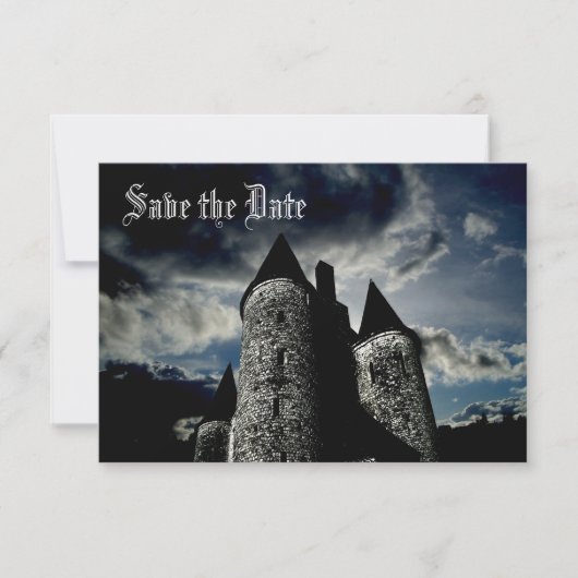Gotische kasteel scène Save the Date Kaart (Voorkant)