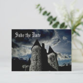 Gotische kasteel scène Save the Date Kaart (Staand voorkant)