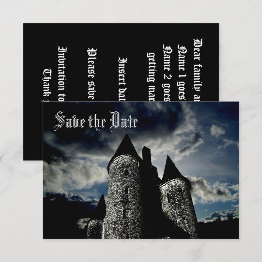 Gotische kasteel scène Save the Date Kaart (Voorkant / Achterkant)