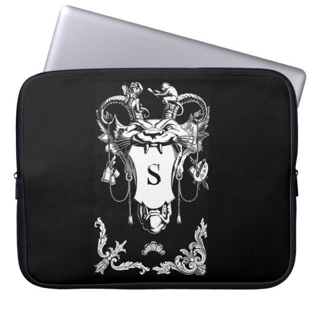 Gotische kat gezicht architectonische decoratie sc laptop sleeve (Voorkant)