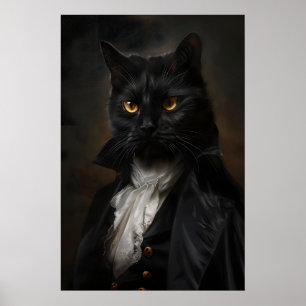 Gotische kat in pak poster vintage Victoriaanse ku