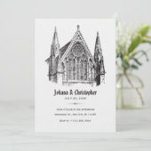 Gotische kathedraal bruiloft kaart (Staand voorkant)