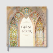 Gotische kathedraal gebrandschilderde glazen bruil gastenboek (Voorkant)