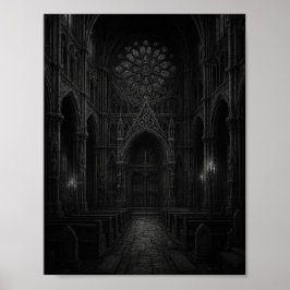 Gotische kathedraal in zwart-wit poster
