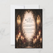 Gotische kathedraal kaarslicht bruiloft RSVP kaartje (Voorkant)