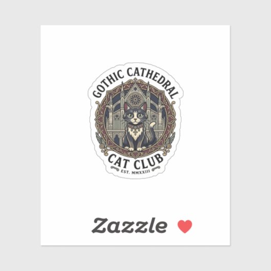 Gotische kathedraal kat kat grafische tee kunst - sticker (Vel)