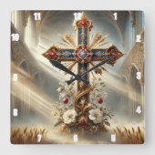 Gotische kathedraal  Kruis Vierkante Klok (Voorkant)