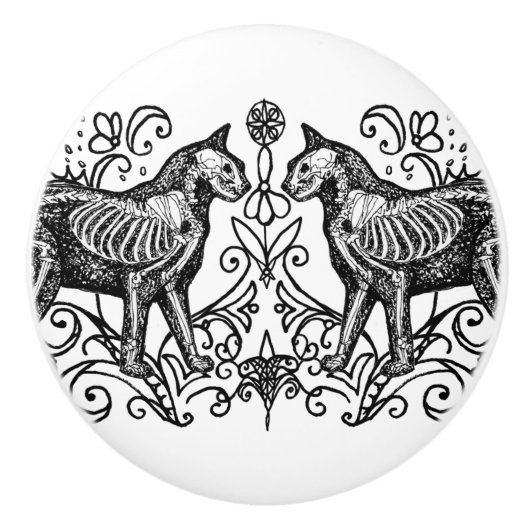 Gotische kattenanatomie keramische knop (Voorkant)