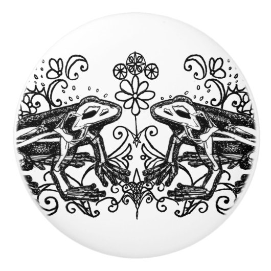 Gotische keramische kikkerknop knop (Voorkant)