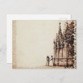 Gotische Kerk Antiek Ogend Vinatage Halloween Feestdagenkaart (Voorkant / Achterkant)