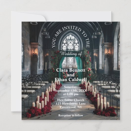 Gotische Kerk Huwelijk Kaart (Voorkant)
