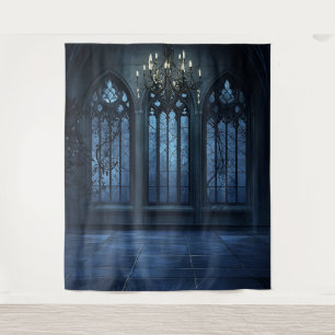 Gotische kerk landhuis trouwfoto achtergrond wandkleed