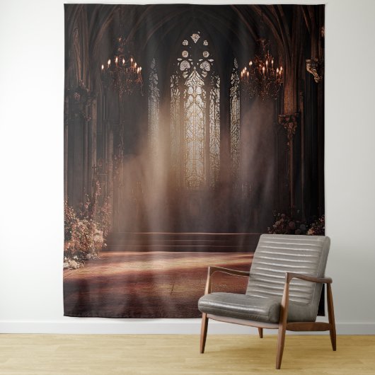 Gotische kerk trouwfoto achtergrond wandkleed (In situ)