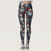 Gotische kerst donkere schedels Kerstman hoeden Go Leggings (Voorkant)