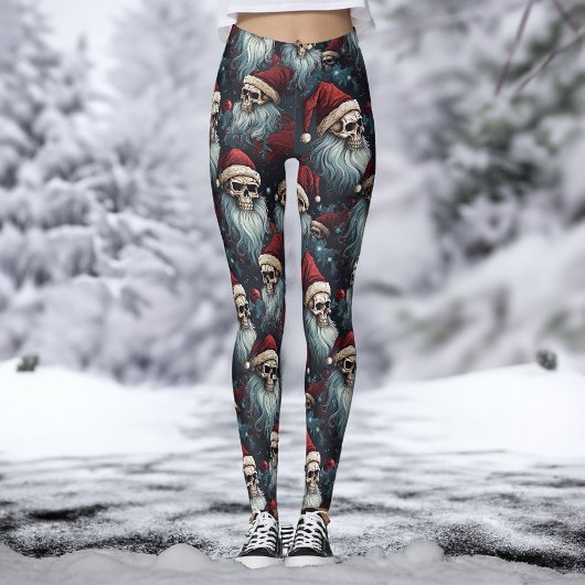 Gotische kerst donkere schedels Kerstman hoeden Go Leggings