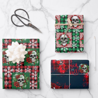 Gotische kerst inpakpapier met schedels vel