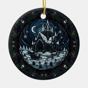 Gotische Kerst Kerkhof Kerstman Keramisch Ornament