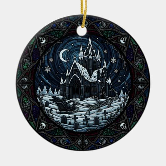 Gotische Kerst Kerkhof Kerstman Keramisch Ornament (Voorkant)