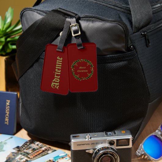 Gotische Kerst Krans Custom Bagagelabel (Voorkant /achterkant)