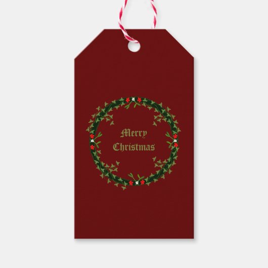 Gotische Kerst Krans Custom Cadeaulabel (Voorkant)