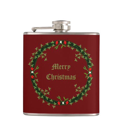Gotische Kerst Krans Custom Heupfles (Voorkant)