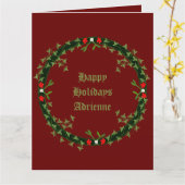 Gotische Kerst Krans Custom Kaart (Gele Bloem)