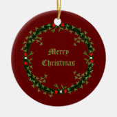 Gotische Kerst Krans Custom Keramisch Ornament (Voorkant)