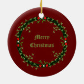 Gotische Kerst Krans Custom Keramisch Ornament (Achterkant)