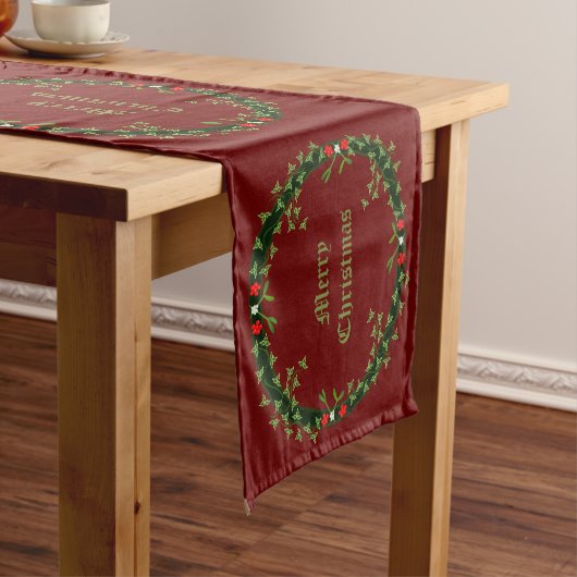Gotische Kerst Krans Custom Korte Tafelloper (Voorbeeld)