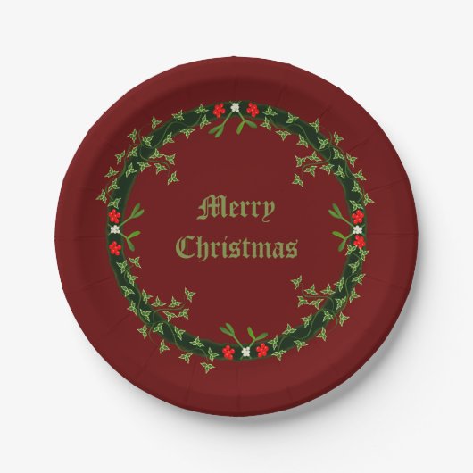 Gotische Kerst Krans Custom Papieren Bordje (Voorkant)