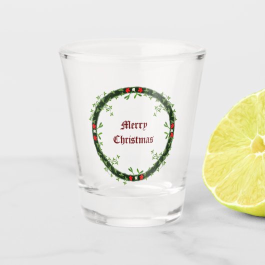 Gotische Kerst Krans Custom Shot Glas (Voorkant)