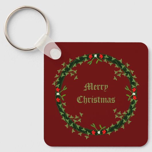 Gotische Kerst Krans Custom Sleutelhanger (Voorkant)