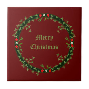 Gotische Kerst Krans Custom Tegeltje