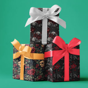 Gotische Kerst Moody Bloemen Inpakpapier Vel