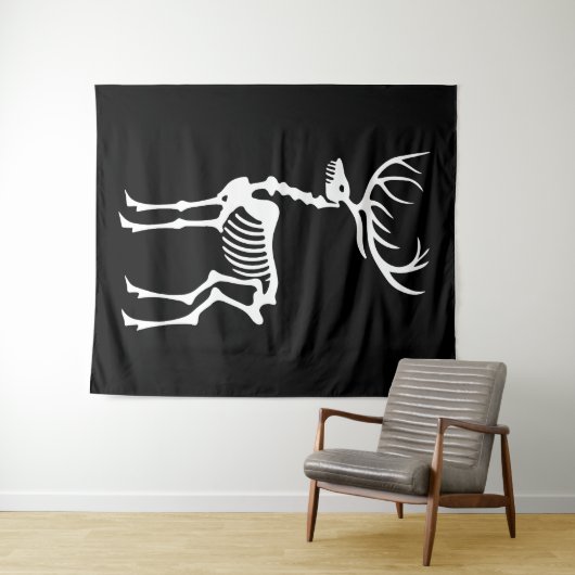 Gotische kerst rendier skelet wandkleed (In Situ (horizontaal))