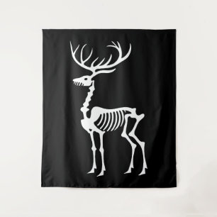 Gotische kerst rendier skelet wandkleed