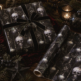 Gotische Kerst Schedels Griezelig Cadeaupapier