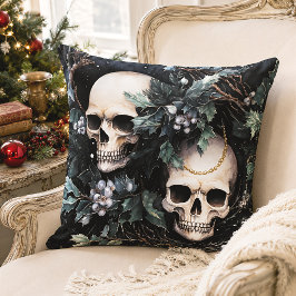 Gotische Kerst Schedels Griezellige Kerst Kussen