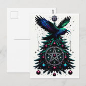 Gotische Kerst/Yule Raven en Pentagram Briefkaart (Voorkant / Achterkant)