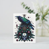 Gotische Kerst/Yule Raven en Pentagram Briefkaart (Staand voorkant)