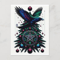 Gotische Kerst/Yule Raven en Pentagram