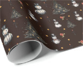 Gotische kerstboom griezelige sneeuwmannen cadeaupapier (Rol Hoek)