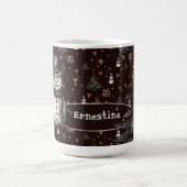 Gotische kerstboom griezelige sneeuwmannen koffiemok (Center)