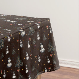 Gotische kerstboom griezelige sneeuwmannen tafelkleed