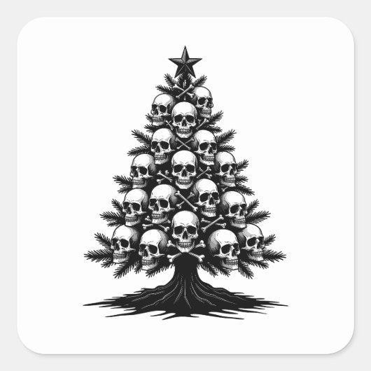 Gotische kerstboom II Vierkante Sticker (Voorkant)
