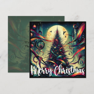 Gotische Kerstboom in het Maanlicht Feestdagenkaart