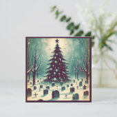Gotische kerstboom met Graveyard Bats Horror Feestdagenkaart (Staand voorkant)