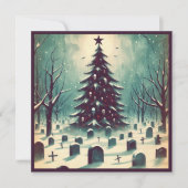 Gotische kerstboom met Graveyard Bats Horror Feestdagenkaart (Voorkant)
