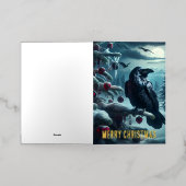 Gotische kerstboom met harten en raven folie wenskaart (Buiten Laag)