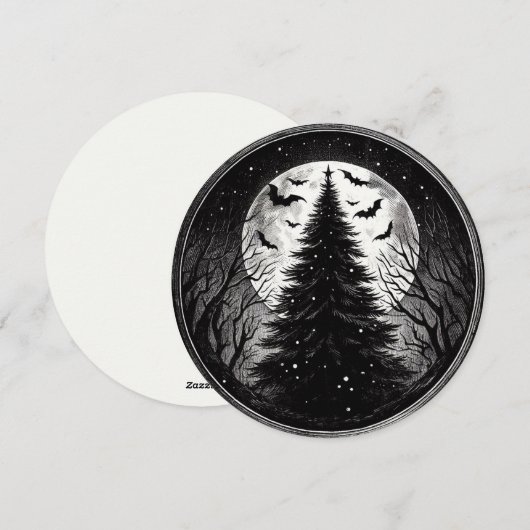 Gotische Kerstboom met Spooky Bats Horror Feestdagenkaart (Voorkant / Achterkant)